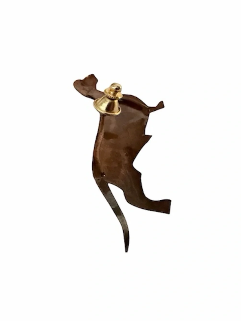 Vintage Mid-Century Brown Metal Hand Painted Dachshund Brooch / Pin